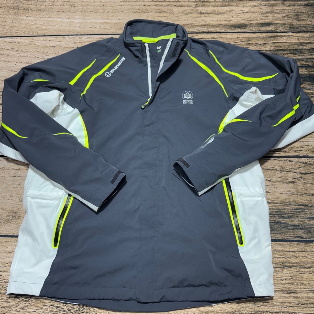 Sunice Typhoon Jacket Mens M Gray Banyan Golf Club Zephal Waterproof Breathable
